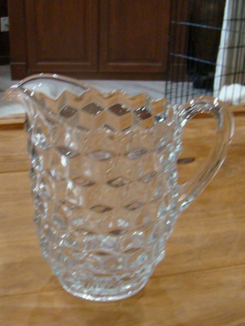 Fostoria American clear pressed glass pitcher